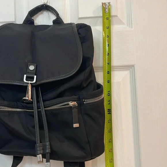 CALVIN KLEIN // black fashion backpack // fold over // TONS of zipper pockets - Picture 2 of 16